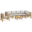 vidaXL 7 Piece Bamboo Garden Lounge Set in Gray/Natural