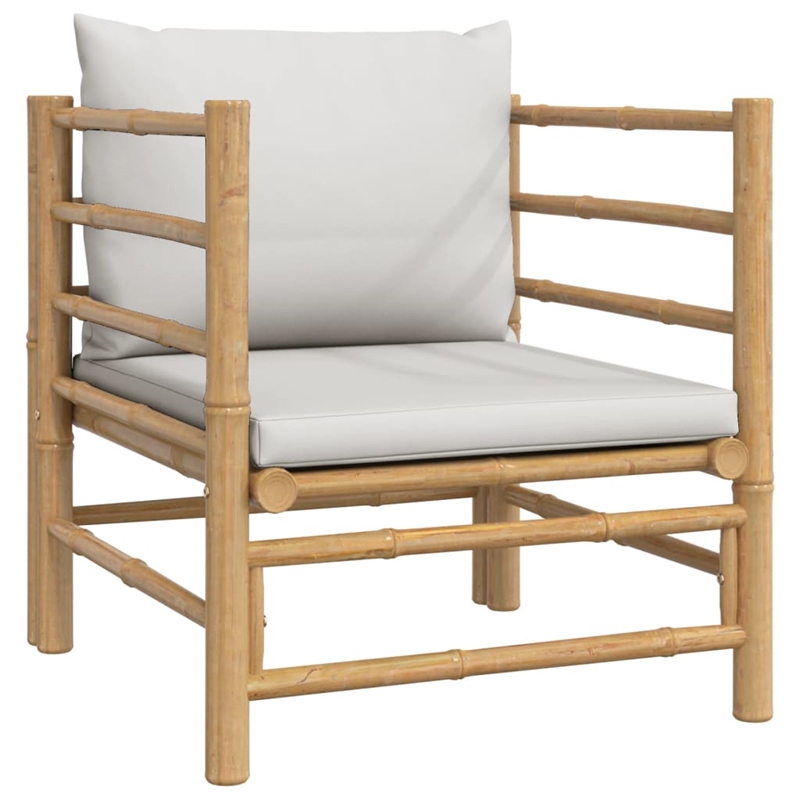 vidaXL 7 Piece Bamboo Garden Lounge Set in Gray/Natural