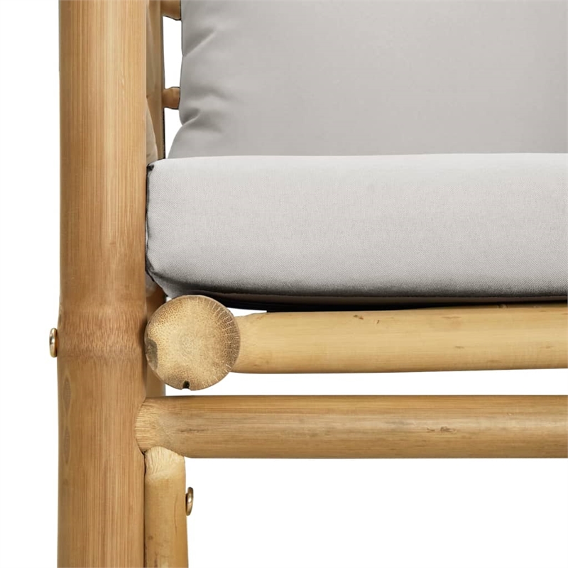 vidaXL 7 Piece Bamboo Garden Lounge Set in Gray/Natural