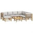 vidaXL 8 Piece Bamboo Large Garden Lounge Set in Gray/Natural