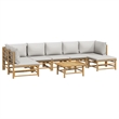 vidaXL 8 Piece Bamboo Small Garden Lounge Set in Gray/Natural