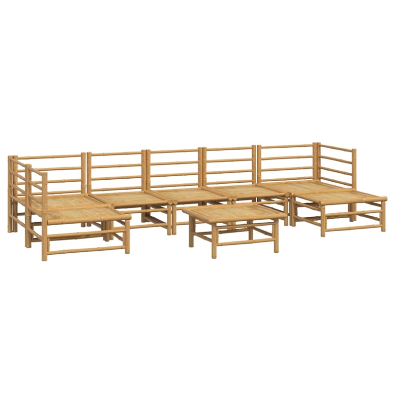 vidaXL 8 Piece Bamboo Small Garden Lounge Set in Gray/Natural