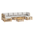 vidaXL 8 Piece Bamboo Small Garden Lounge Set in Gray/Natural