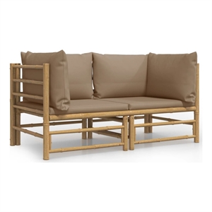 vidaXL Bamboo Medium Sofa in Taupe