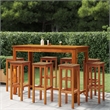 vidaXL 9 Piece Solid Acacia Wood Bar Set in Natural