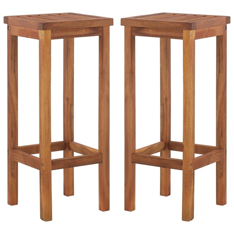 vidaXL 9 Piece Solid Acacia Wood Bar Set in Natural