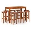 vidaXL 9 Piece Solid Acacia Wood Bar Set in Natural