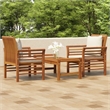 vidaXL 3 Piece Solid Acacia Wood Small Garden Lounge Set in White/Cream/Natural