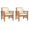 vidaXL 3 Piece Solid Acacia Wood Small Garden Lounge Set in White/Cream/Natural
