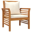vidaXL 3 Piece Solid Acacia Wood Small Garden Lounge Set in White/Cream/Natural