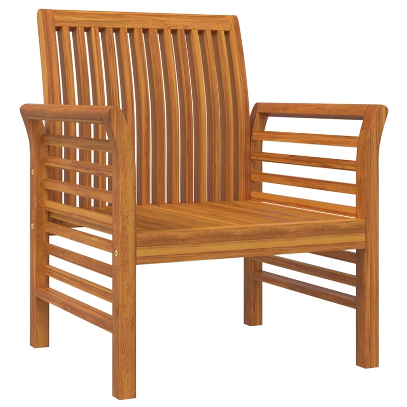 vidaXL 3 Piece Solid Acacia Wood Small Garden Lounge Set in White/Cream/Natural