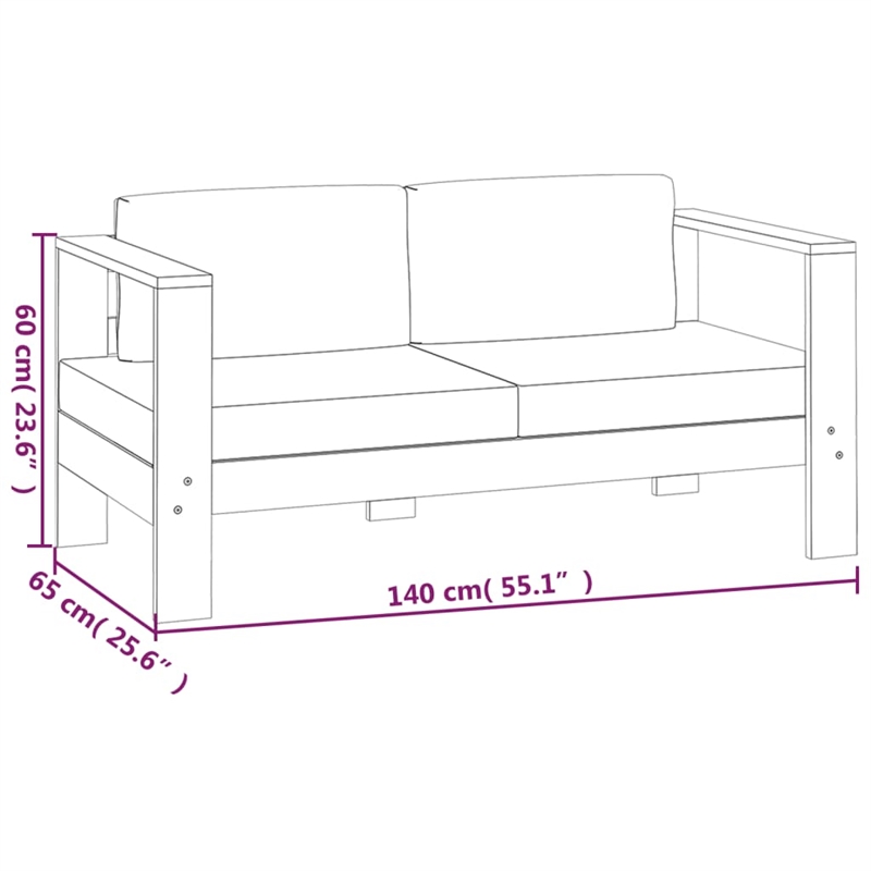 vidaXL 5 Piece Solid Acacia Wood Garden Lounge Set in Gray