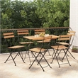 vidaXL 7 Piece Solid Acacia Wood Bistro Set in Black/Natural
