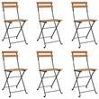 vidaXL 7 Piece Solid Acacia Wood Bistro Set in Black/Natural