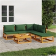 vidaXL 6 Piece Solid Acacia Wood Garden Lounge Set in Green/Natural