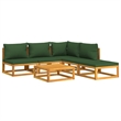 vidaXL 6 Piece Solid Acacia Wood Garden Lounge Set in Green/Natural