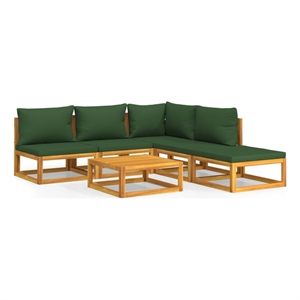 vidaXL 6 Piece Solid Acacia Wood Garden Lounge Set in Green/Natural