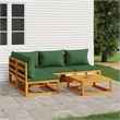 vidaXL 5 Piece Solid Acacia Wood Garden Lounge Set in Green/Natural
