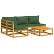 vidaXL 5 Piece Solid Acacia Wood Garden Lounge Set in Green/Natural