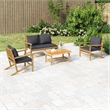 vidaXL 4 Piece Bamboo Medium Garden Lounge Set in Gray