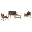 vidaXL 4 Piece Bamboo Medium Garden Lounge Set in Gray