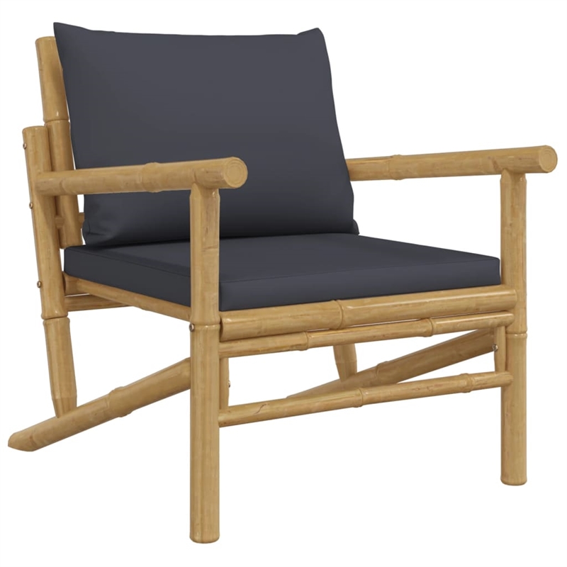 vidaXL 4 Piece Bamboo Medium Garden Lounge Set in Gray