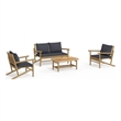 vidaXL 4 Piece Bamboo Medium Garden Lounge Set in Gray