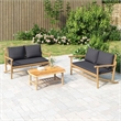 vidaXL 3 Piece Bamboo Garden Lounge Set in Gray/Natural