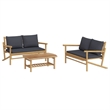 vidaXL 3 Piece Bamboo Garden Lounge Set in Gray/Natural