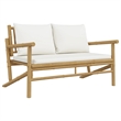 vidaXL 3 Piece Bamboo Small Garden Lounge Set in White/Cream