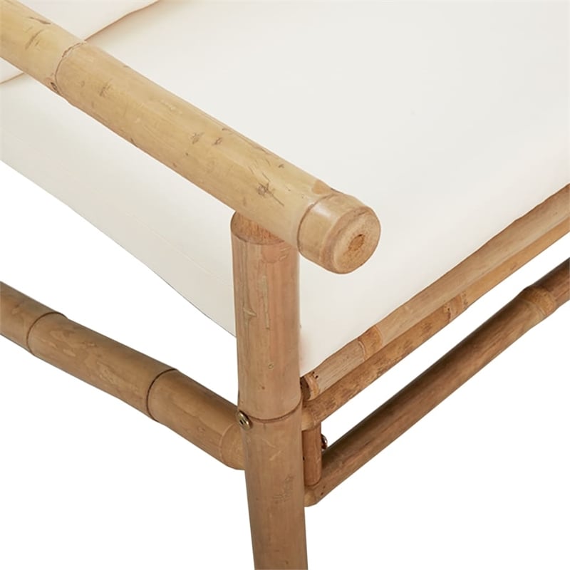 vidaXL 3 Piece Bamboo Small Garden Lounge Set in White/Cream