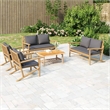 vidaXL 5 Piece Bamboo Garden Lounge Set in Gray/Natural