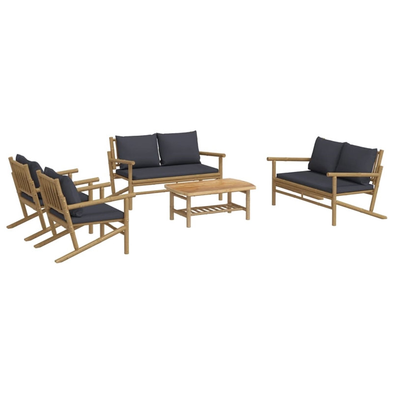 vidaXL 5 Piece Bamboo Garden Lounge Set in Gray/Natural
