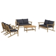 vidaXL 5 Piece Bamboo Garden Lounge Set in Gray/Natural