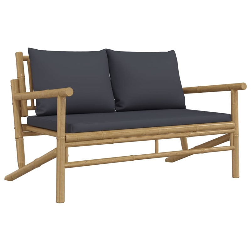 vidaXL 5 Piece Bamboo Garden Lounge Set in Gray/Natural