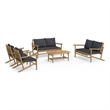 vidaXL 5 Piece Bamboo Garden Lounge Set in Gray/Natural