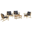 vidaXL 5 Piece Bamboo Garden Lounge Set in Gray/Natural