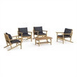 vidaXL 5 Piece Bamboo Garden Lounge Set in Gray/Natural