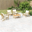 vidaXL 5 Piece Bamboo Garden Lounge Set in White/Cream
