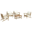 vidaXL 5 Piece Bamboo Garden Lounge Set in White/Cream