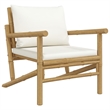vidaXL 5 Piece Bamboo Garden Lounge Set in White/Cream