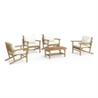vidaXL 5 Piece Bamboo Garden Lounge Set in White/Cream