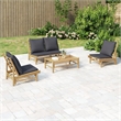 vidaXL 4 Piece Bamboo Small Garden Lounge Set in Gray/Natural