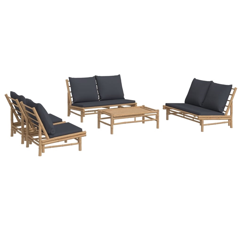 vidaXL 5 Piece Bamboo Medium Garden Lounge Set in Gray