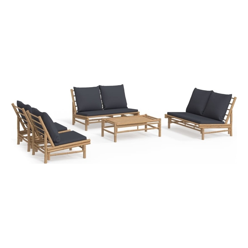 vidaXL 5 Piece Bamboo Medium Garden Lounge Set in Gray