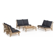 vidaXL 5 Piece Bamboo Medium Garden Lounge Set in Gray