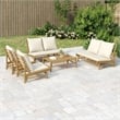 vidaXL 5 Piece Bamboo Garden Lounge Set in White/Cream/Natural