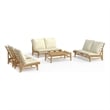 vidaXL 5 Piece Bamboo Garden Lounge Set in White/Cream/Natural