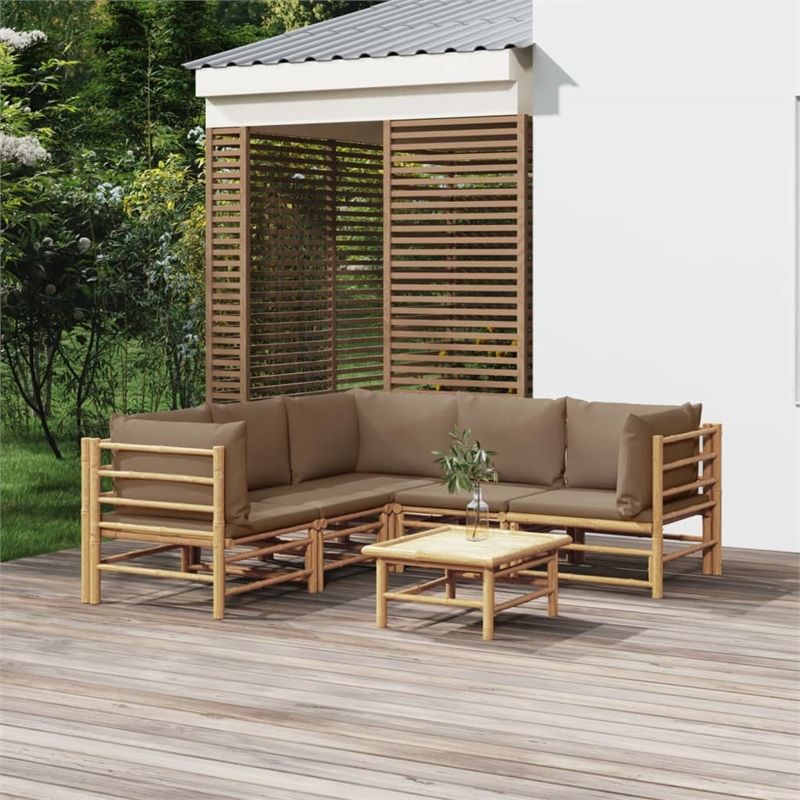 vidaXL 6 Piece Bamboo Standard Garden Lounge Set