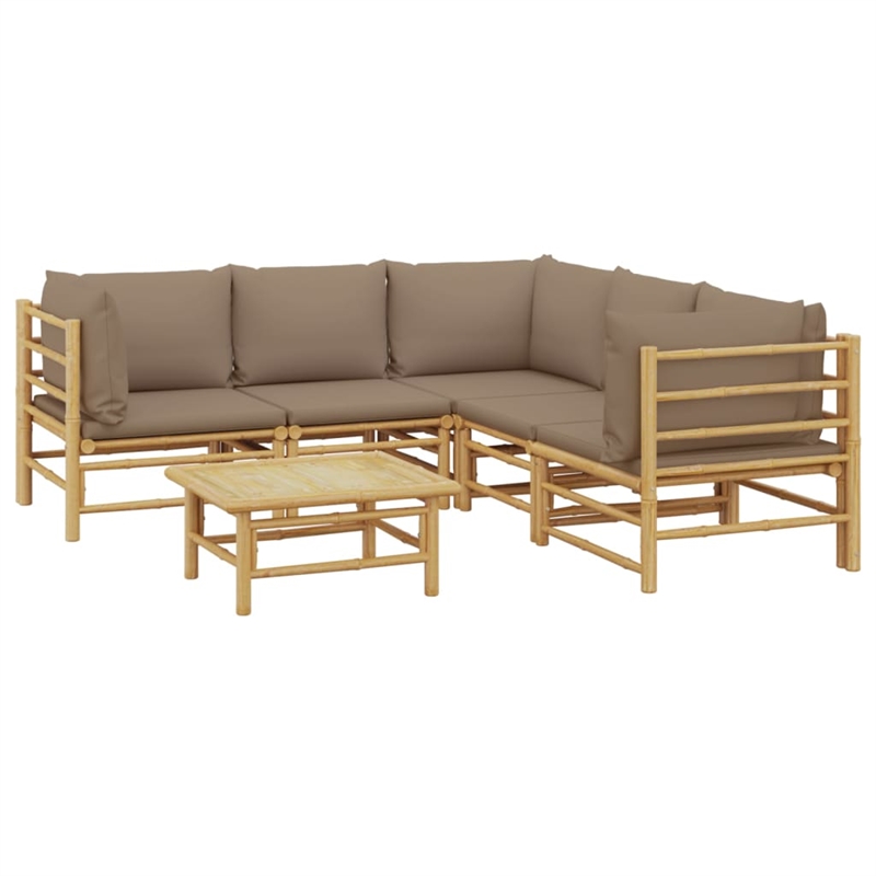 vidaXL 6 Piece Bamboo Standard Garden Lounge Set
